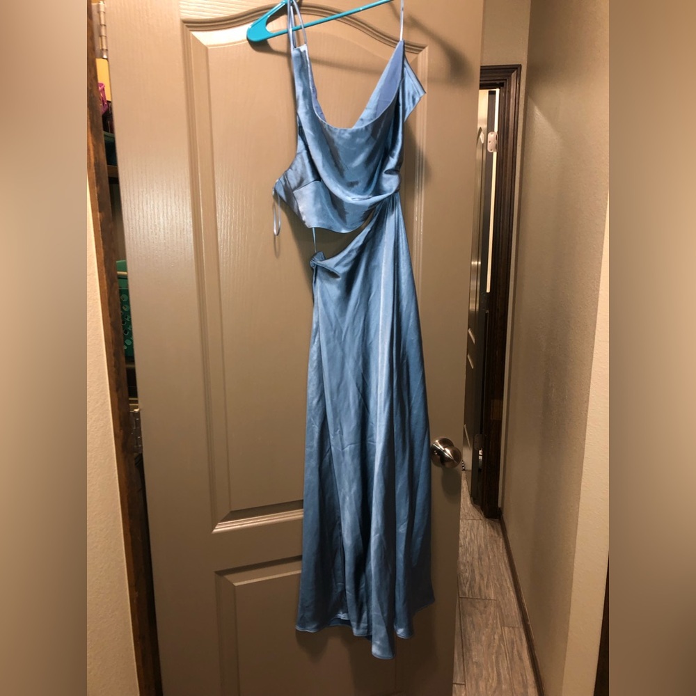 NWOT VICI Sky blue silk cut out dress